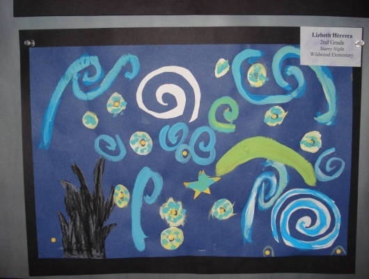 Starry Night drawing by student